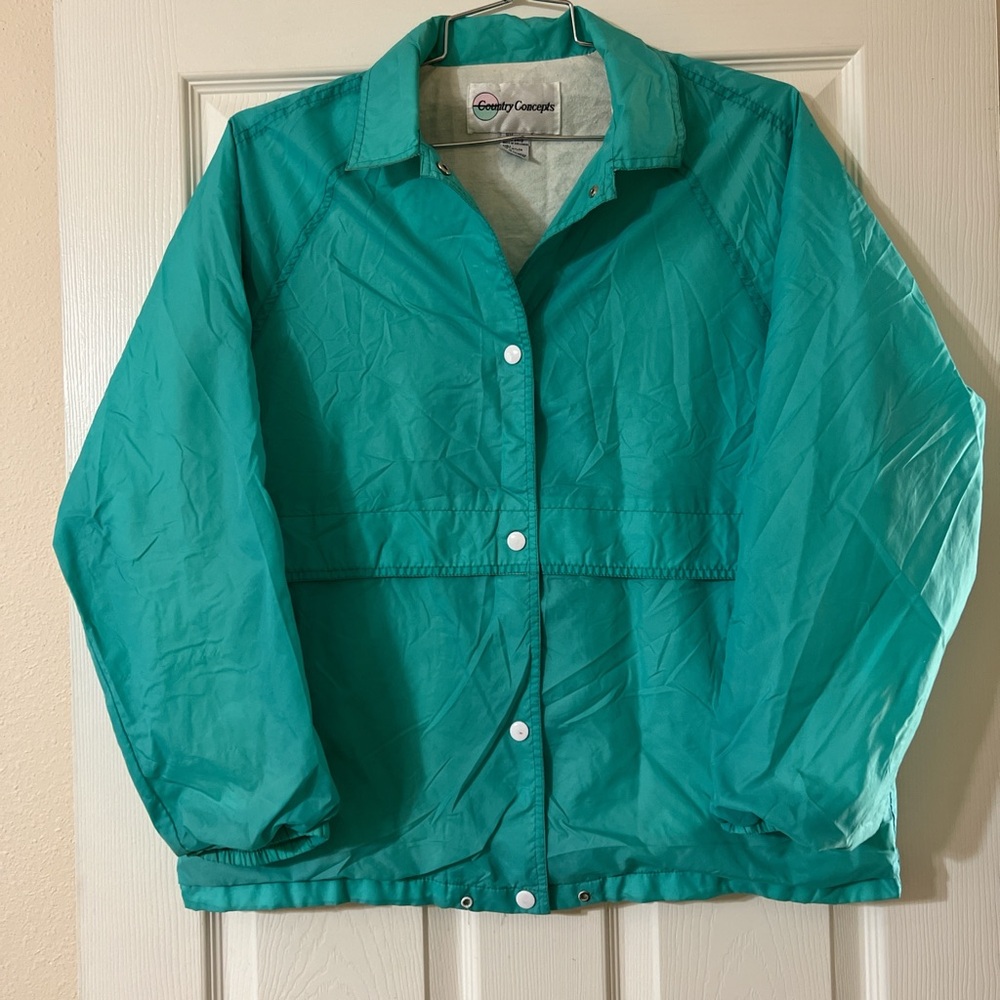 Turquoise blue vintage windbreaker jacket by Country Concepts size L
